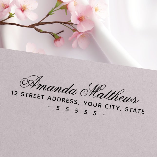 Cute romantic script return address self-inking stamp (Cute romantic script return address self-inking stamp)