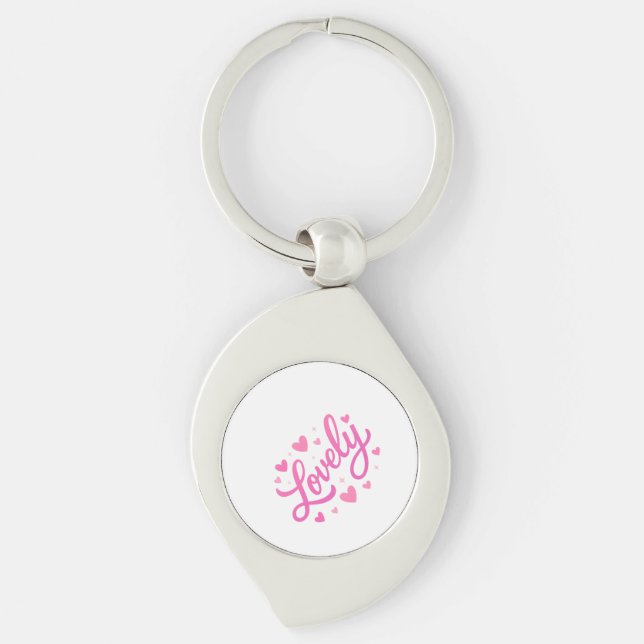 Cute Romantic Text Art Key Ring (Front)