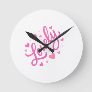 Cute Romantic Text Art Round Clock