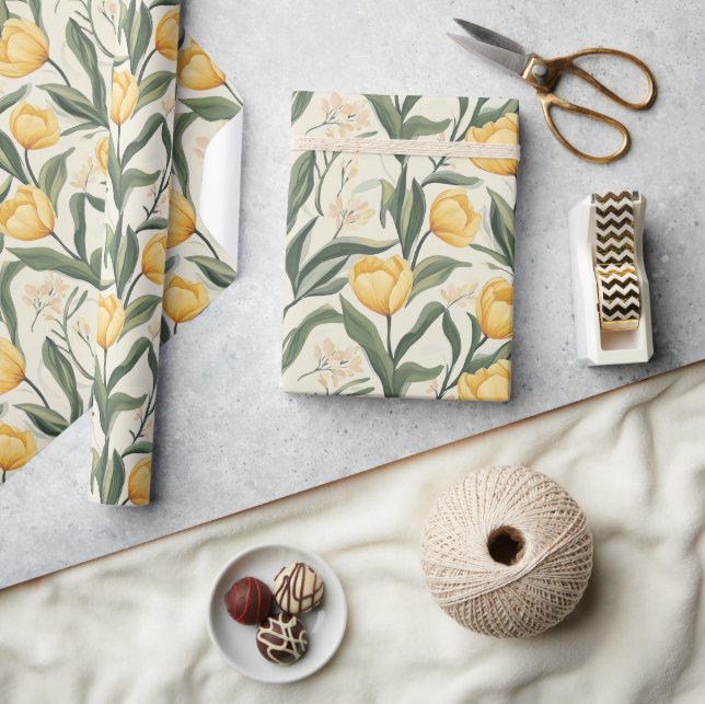 Cute Romantic  Tulip Bouquet Wrapping Paper (Crafts)