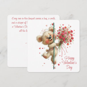Cute Romantic Valentine Greeting with Teddy Bear Holiday Card