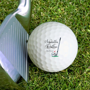 Cute Romantic Wedding Couple's Names Golf Balls