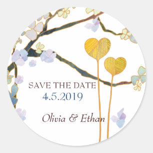 Cute Romantic Wedding Save the Date Classic Round Sticker