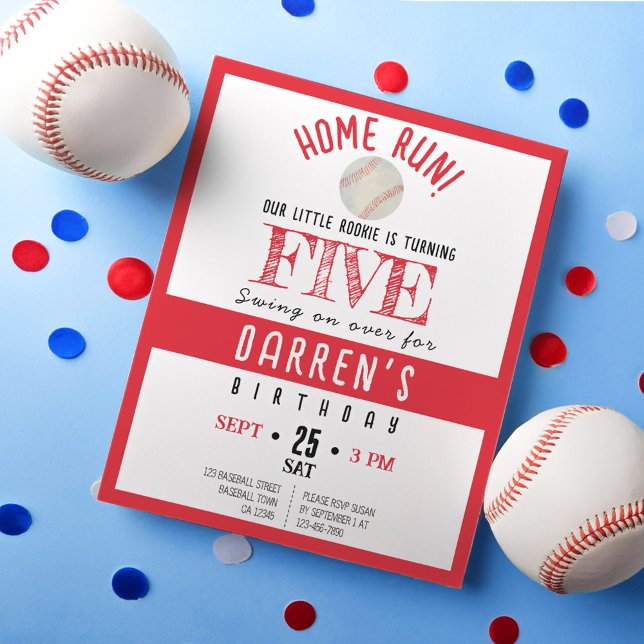Cute Rookie Baseball Budget Birthday Invite (Creator Uploaded)