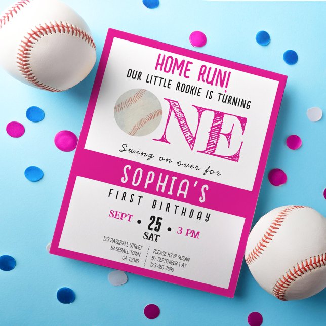 Cute Rookie Baseball Budget Girl 1st Birthday (Creator Uploaded)