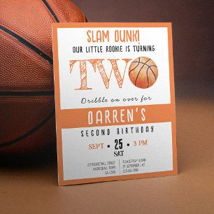 Cute Rookie Basketball Budget 2nd Birthday Invite