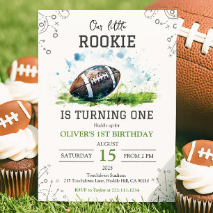 Cute Rookie Football 1st Birthday Invitation