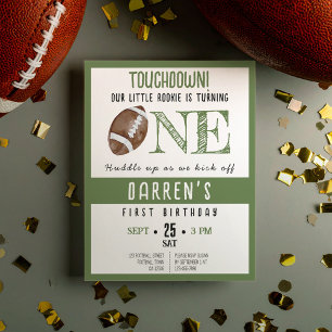 Cute Rookie Football Budget 1st Birthday Invite