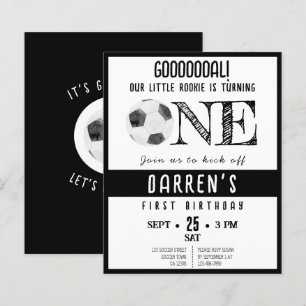 Cute Rookie Soccer Budget Black 1st Birthday