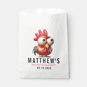 Cute Rooster Caricatures 3rd Birthday Party Favour Bag