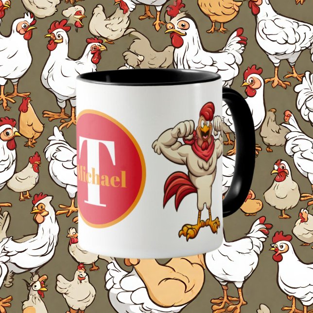 Cute rooster Country monogram mug (Creator Uploaded)