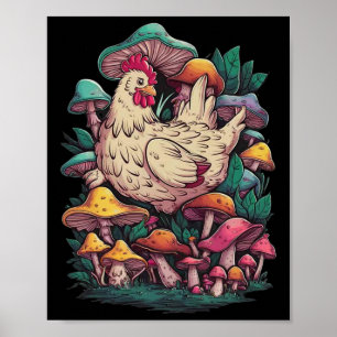 Cute Rooster Layer On Mushroom Farm Cottagecore Ch Poster