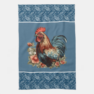 Cute rooster lovers Country kitchen Tea Towel