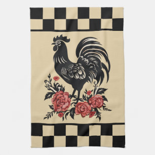 Cute rooster lovers Country kitchen Tea Towel