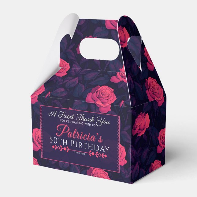 Cute Rose Birthday Favour Box For Dessert Table (Front Side)