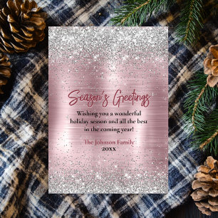 Cute rose blush silver glitter Christmas new year