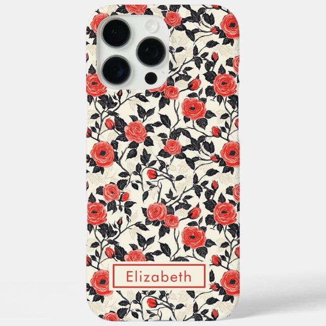Cute Rose Customisable Name Iphone Case (Back)
