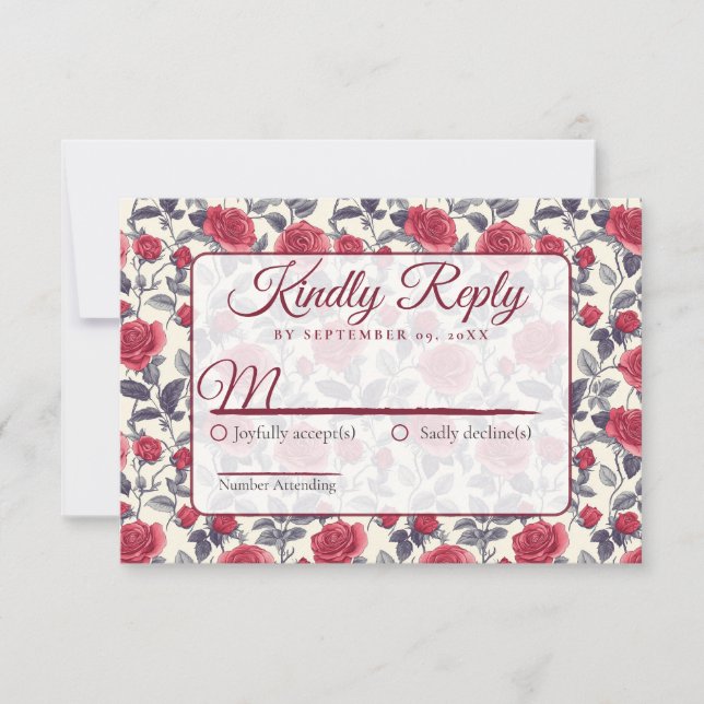 Cute Rose Flower RSVP Card (Front)