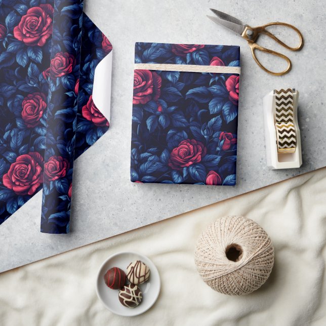 Cute Rose Flower Unique Wrapping Paper (Crafts)