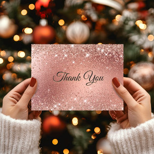 Cute rose gold faux glitter  thank you card