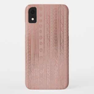 Cute Rose Gold Foil Boho Tribal Pattern iPhone XR Case