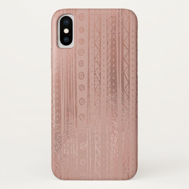 Cute Rose Gold Foil Boho Tribal Pattern Case-Mate iPhone Case (Back)