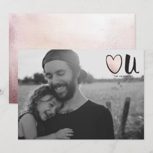 Cute Rose Gold Heart You Photo Valentine's Day Holiday Card