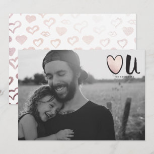 Cute Rose Gold Heart You Photo Valentine's Day Holiday Card
