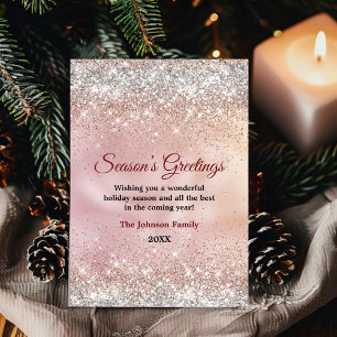 Cute rose gold silver glitter Christmas New year