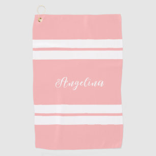 Cute Rose Gold Stripes Pattern Personalised Golf Towel