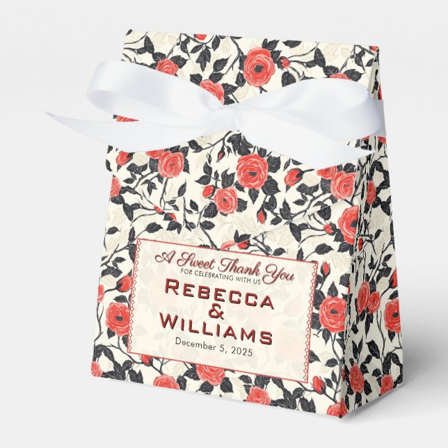Cute Rose Retro Wedding Favour Boxes (Front Side)