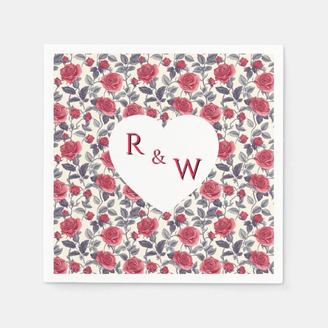 Cute Rose Wedding Napkin (Front)
