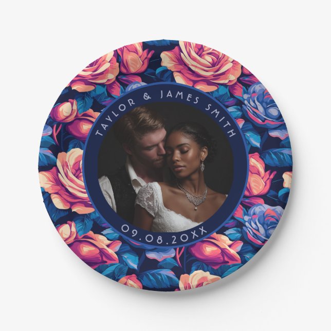Cute Rose Wedding Plates For Bridesmaid Gift (Front)