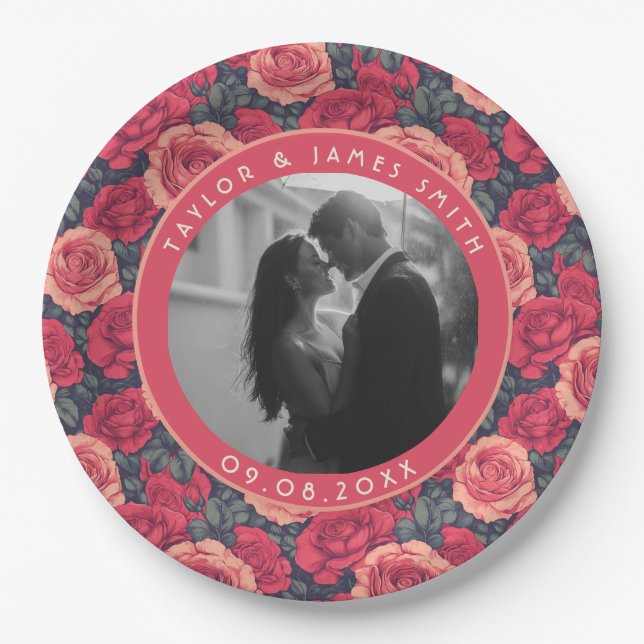 Cute Rose Wedding Plates For Reception  (Front)