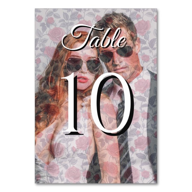 Cute Rose Wedding Table Numbers (Front)