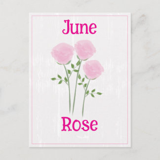 Cute Roses Watercolor Birth Month June Postcard
