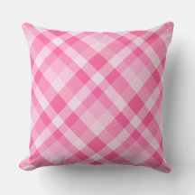 Cute Rosy Pink Plaid Pattern Big Throw Pillow
