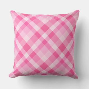 Cute Rosy Pink Plaid Pattern Big Throw Pillow