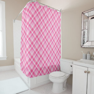 Cute Rosy Pink Plaid Pattern Shower Curtain