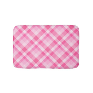Cute Rosy Pink Plaid Pattern Small Bath Mat