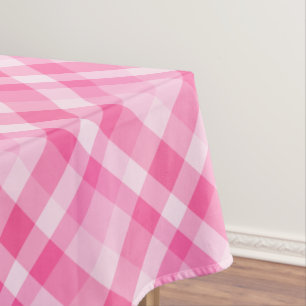 Cute Rosy Pink Plaid Pattern Small Tablecloth