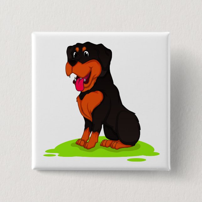 Cute Rottie Puppy Dog Lover Cartoon Rottweiler 15 Cm Square Badge (Front)