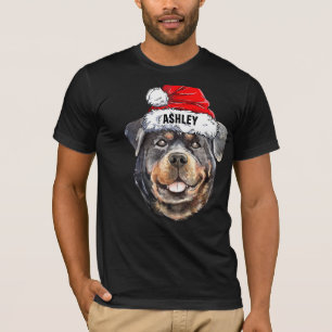 Cute Rottweiler Christmas Hat Dog Big T-Shirt