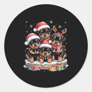 Cute Rottweiler Christmas Pupes Dog Lovers Funny H Classic Round Sticker