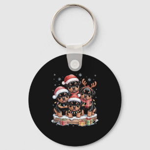 Cute Rottweiler Christmas Pupes Dog Lovers Funny H Key Ring