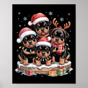 Cute Rottweiler Christmas Pupes Dog Lovers Funny H Poster