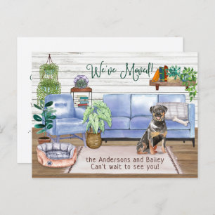 Cute Rottweiler Cosy New Home Moving     Announcement Postcard