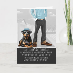 Cute Rottweiler Dog and Dad Funny Father's Day Holiday Card