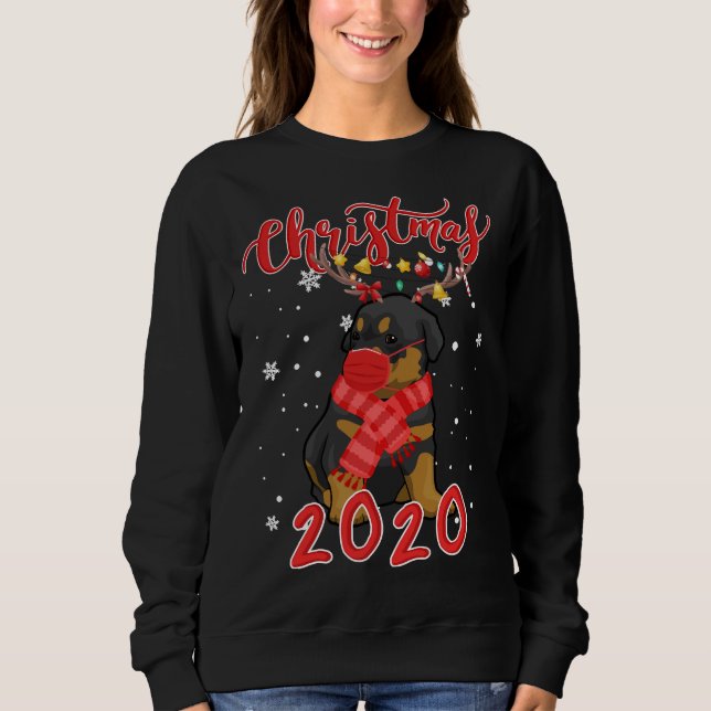 Cute Rottweiler Dog Christmas 2020 Dog Wearing A F Sweatshirt (Front)