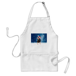 Cute Rottweiler Dog Christmas Santa Hat Snow Stars Standard Apron